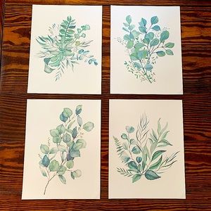 COPY - Four 8x10 Watercolor Eucalyptus Prints